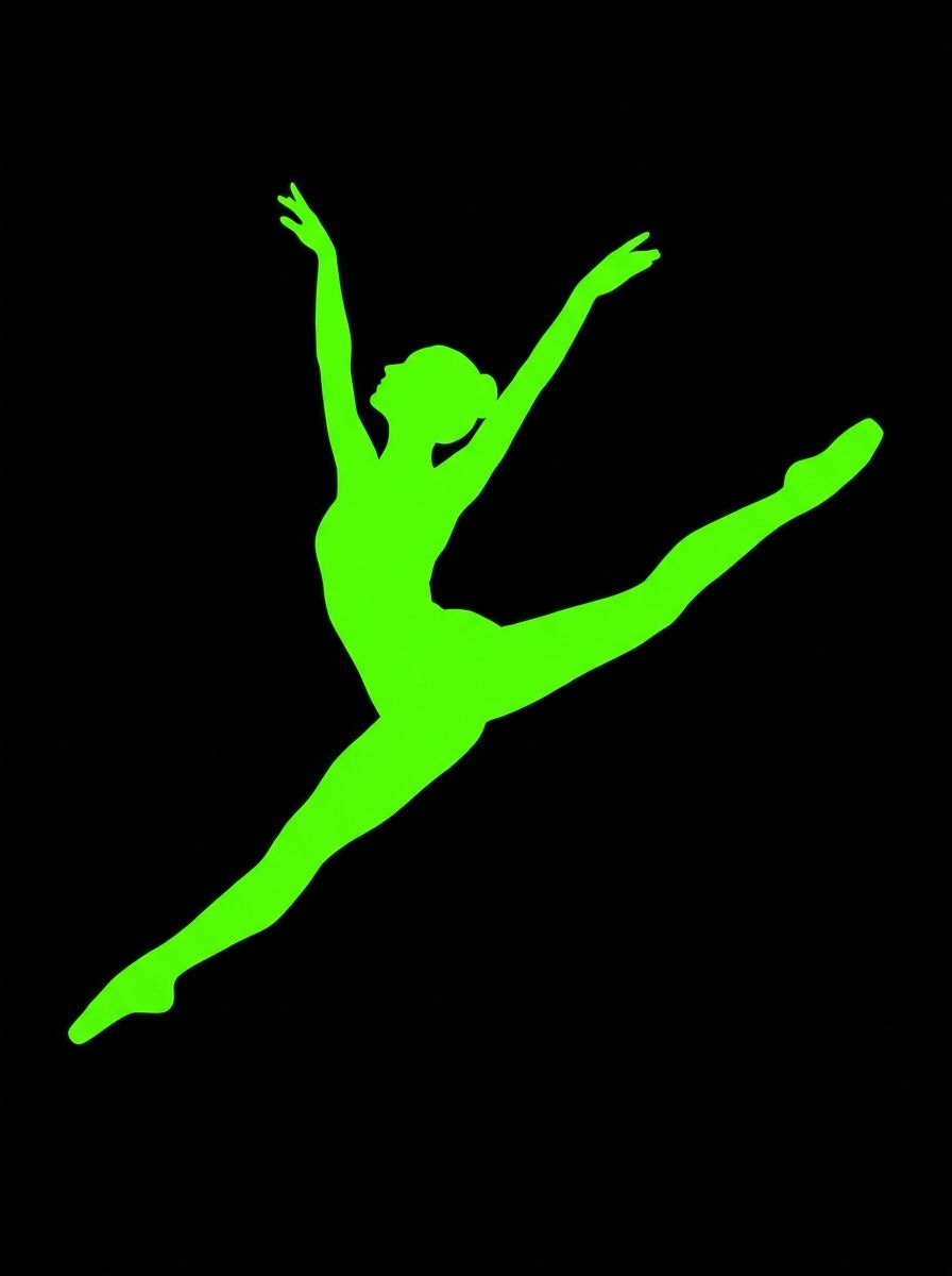 Green silhouette of the same leap